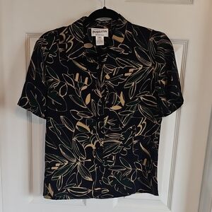 Pendleton Black and Green Botanical Button Down Shirt Sz 6